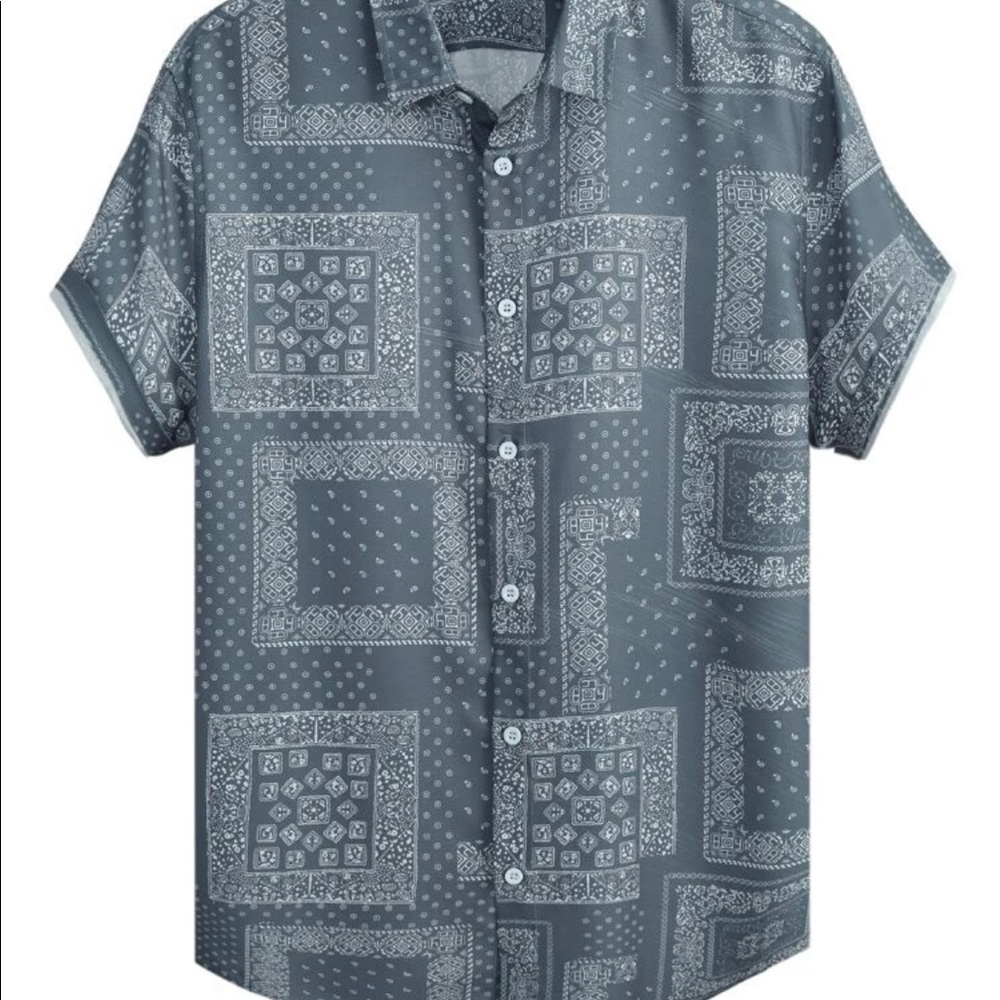 Scarf Print Button Up Shirt